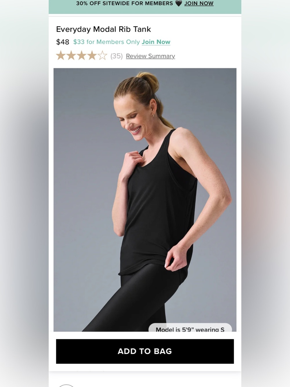ALO Yoga Black Relaxed Scoop Tank